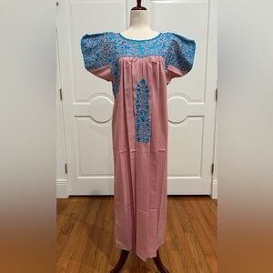 San Antonino Maxi Dress,Oaxaca Mexican dress.Hand Embroidered with Silk Thread.